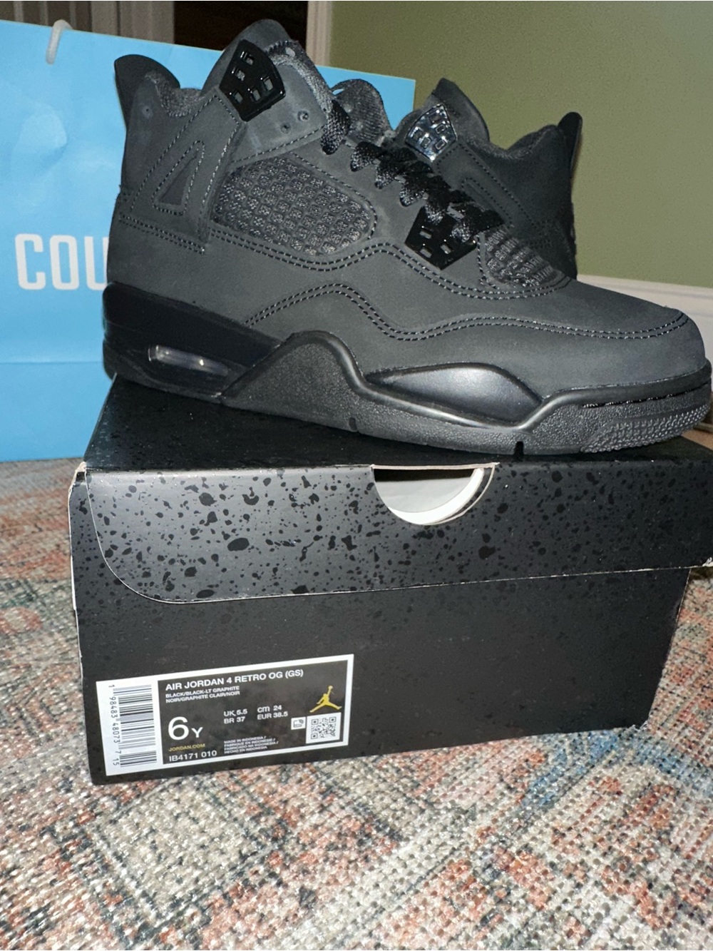 Nike Air Jordan 4 Retro OG Youth Sneakers - Black cat 2025 edition authentic
